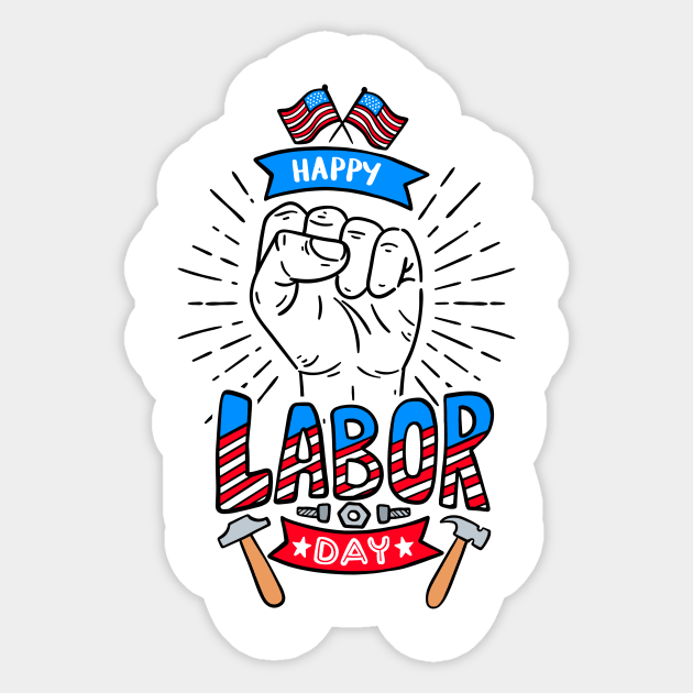 Happy Labor Day American Flag Holiday T Shirt Gift Sticker by Wintrly